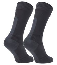 Sealskinz Waterproof All Weather Mid Length Sock with Hydrostop - Black / Grey - Small
