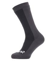 Sealskinz Waterproof Cold Weather Mid Length Socks - Black / Grey - Large