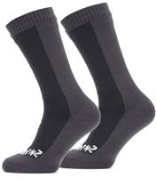 Sealskinz Waterproof Cold Weather Mid Length Socks - Black / Grey