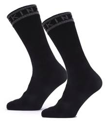 Sealskinz Waterproof Warm Weather Mid Length Sock with Hydrostop - Black / Grey - Large