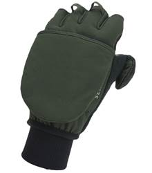 Sealskinz Windproof Cold Weather Convertible Mitt - Olive Green / Black - X-Large