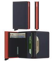  Secrid Slimwallet - Compact Wallet - Matte Leather - Night Blue / Orange