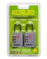 Korjo TSA Combination Lock - Duo Pack (2 Locks) - Grey - TSACLD-GREY