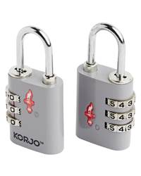 Korjo TSA Combination Lock - Duo Pack (2 Locks) - Grey 