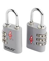Korjo TSA Combination Lock - Duo Pack (2 Locks) - Grey - TSACLD-GREY
