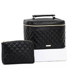 Tosca Cosmetic Bag (2 Piece Set) - Black Quilted 