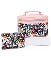 Tosca Cosmetic Bag (2 Piece Set) - Pink / White Butterfly