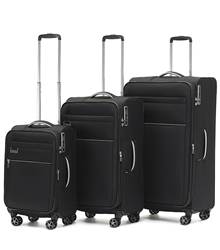 Tosca Vega 4-Wheel Spinner Luggage Set of 3 - Black (Small, Medium and Large)