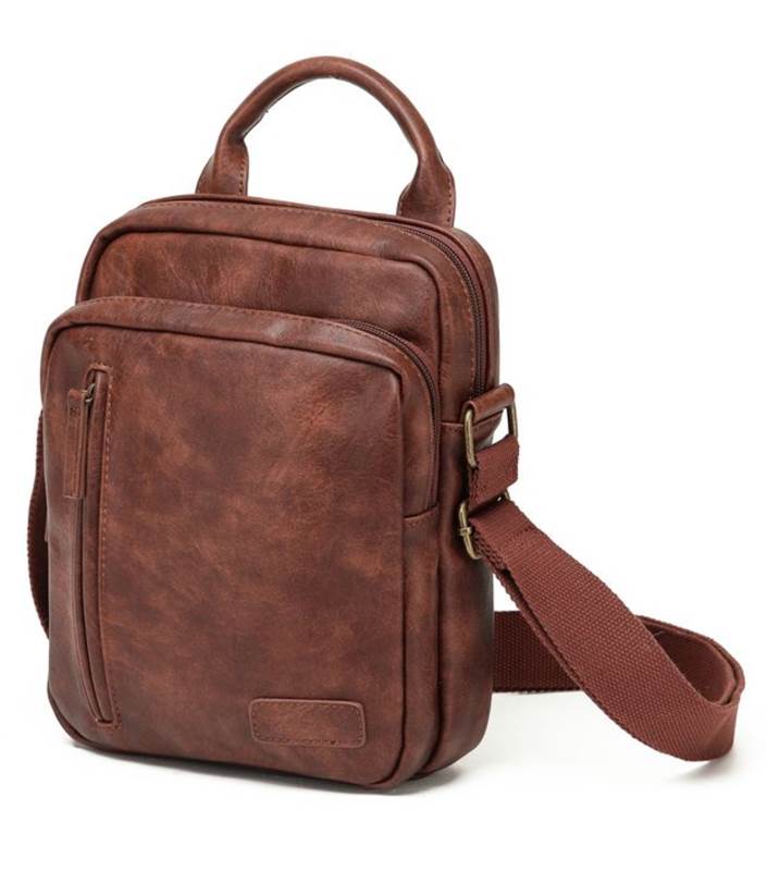 Tosca Vegan Leather Crossbody Bag - Brown