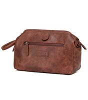 Tosca Vegan Leather Toiletry Wash Bag - Brown