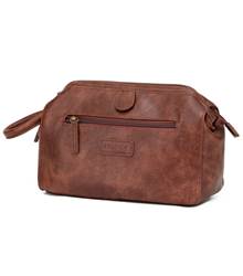 Tosca Vegan Leather Toiletry Wash Bag - Brown