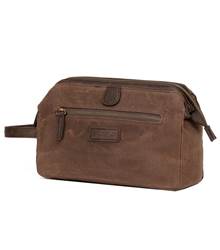 Tosca Waxed Canvas Toiletry Wash Bag - Brown