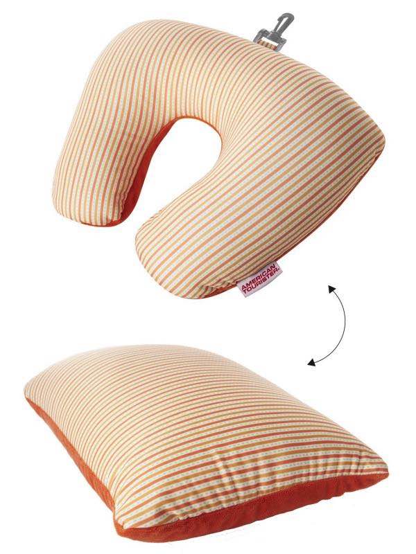 Travel Pillow - 2 Way Magic Pillow with Smart Hook - Orange Stripes : American Tourister