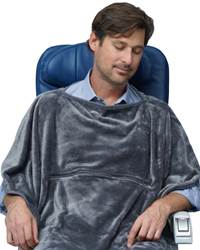 The Clever over-head pancho style to keep the travel blanket exactly where you want it