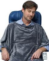 The Clever 'over-head pancho' style to keep the travel blanket exactly where you want it