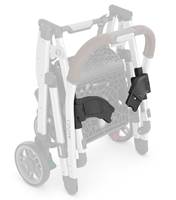 Stroller folds with the adapters on
