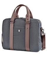 Victorinox Bodmer Dual Compartment 14" Laptop Briefcase - Grey / Brown