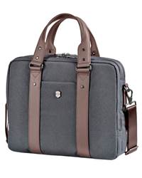 Bodmer - Dual Compartment Laptop Briefcase - Grey/Brown