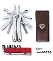 Victorinox Swiss Tool Spirit X (plus Bit Wrench Kit and Leather Pouch) Swiss Army Knife - Silver