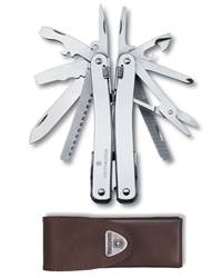 Victorinox SwissTool Spirit X - Swiss Army Knife with Leather Pouch - Stainless Steel