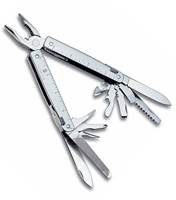The classic SwissTool: with serrated blade and multi-tool long nosed pliers