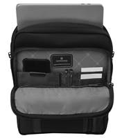 Dedicated padded laptop compartment and smart organization features in front pocket