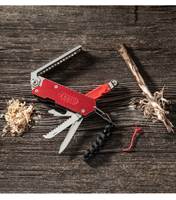 Double cut saw blade, flathead screwdriver, bottle opener, & bail