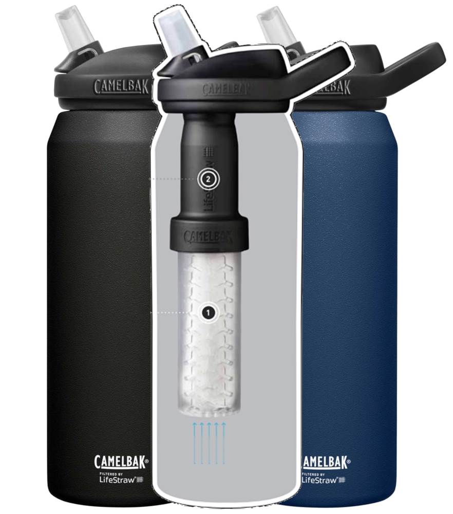 thousand Western fill in CamelBak Eddy+ 1L Vacuum Insulated Stainless Steel Drink Bottle filtered by  LifeStraw by CamelBak (Eddy-plus-1L-SS-Bottle-LifeStraw)
