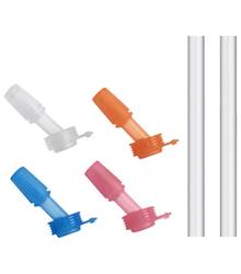 Eddy+ Kids Bottle Replacement Bite Valves - Multi-Coloured (4 Pack) and 2 x Straws 