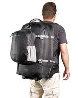 Multi compartment “clip on” daypack design allows you to attach the daypack to the main pack quickly and easily, even when full
