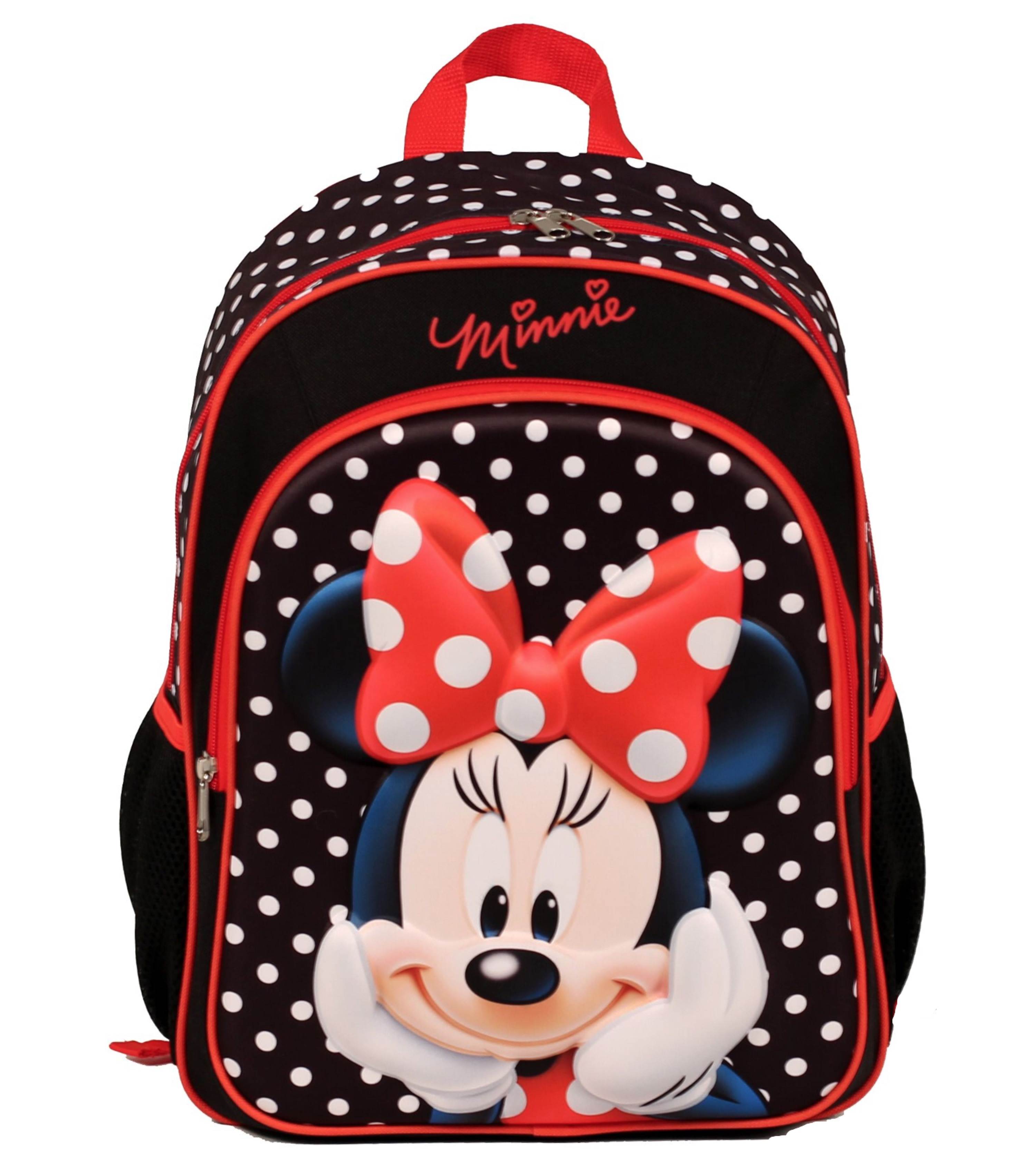 1 Disney Junior Minnie Dots Adorable Backpack With Front Zipper Pocket # 20089 