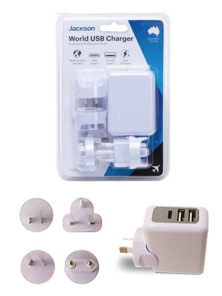 jackson worldwide travel adaptor with dual usb charging