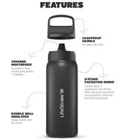LifeStraw Go 2.0 - 1L Stainless Steel Water Filter Bottle - Black - LGV41SBKWW