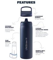 LifeStraw Go 2.0 - 500ml Stainless Steel Water Filter Bottle - Aegean Sea - LGV418ASWW