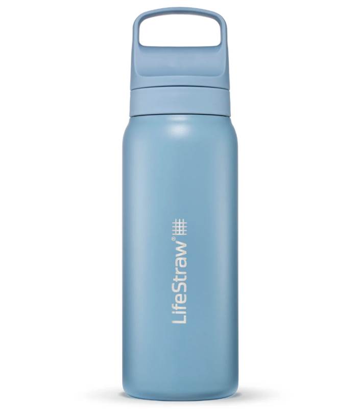 LifeStraw Go 2.0 - 700ml Stainless Steel Water Filter Bottle - Icelandic Blue