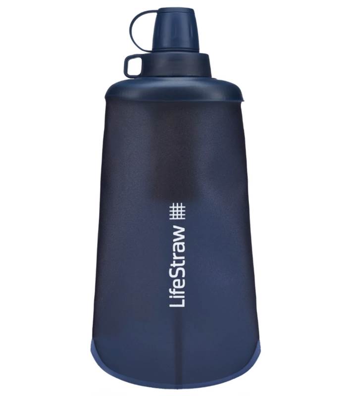 LifeStraw Peak 650ml Collapsible Squeeze Bottle with Filter - Mountain Blue