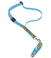 Set includes practical neck strap and adventure-filled colouring book