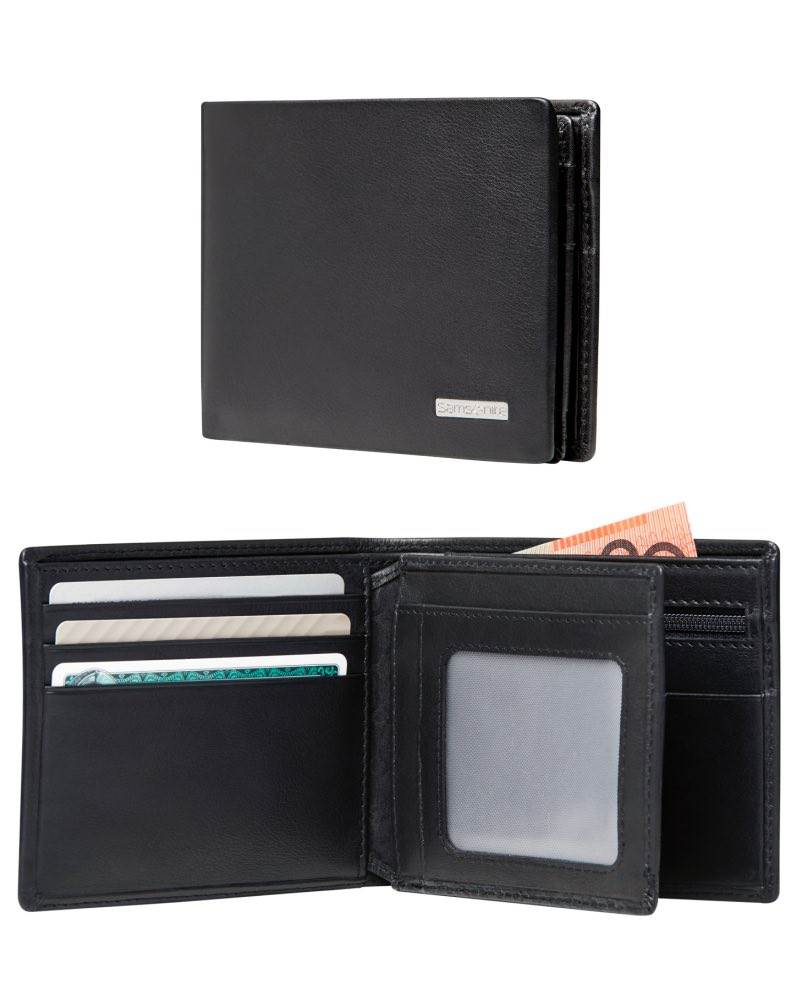 Samsonite DLX Leather Wallet - ID and Coin Pocket with 7 RFID Credit ...