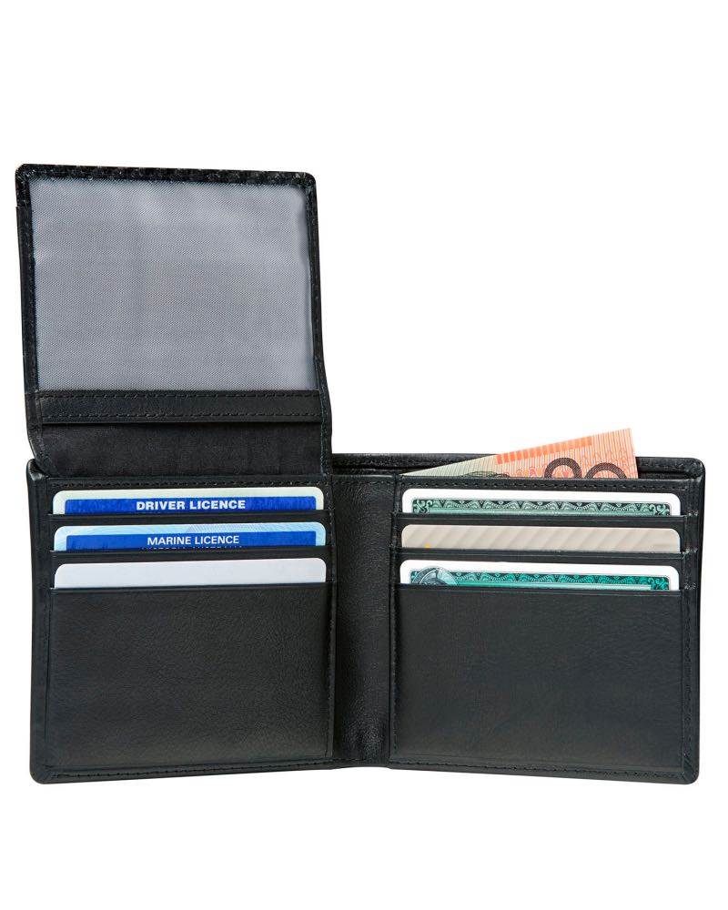 Samsonite DLX Leather Wallet - ID with 9 RFID Credit Card Slots - Black ...