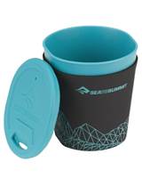 Removable lid and easy clean insulation sleeve fold inside mug for compact stacking