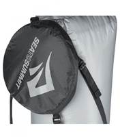Waterproof non-wicking roll-top closure with lid and four straps for compression
