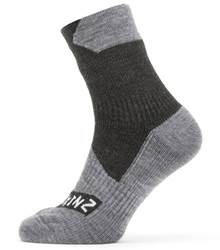 Sealskinz Waterproof All Weather Ankle Length Socks - Black / Grey - Large
