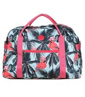 Tosca Fashion Tote / Overnight Bag - Green / Pink Flamingo