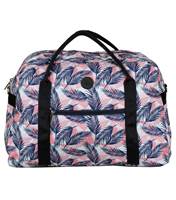 Tosca Fashion Tote / Overnight Bag - Navy / Coral Ferns