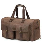 Tosca Waxed Canvas Duffle Bag with Pockets - Brown