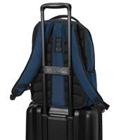 Pass-Thru trolley strap slides over wheeled luggage handles for easy travel with multiple bags