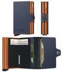 Secrid Twinwallet Compact RFID Wallet - Matte Night Blue / Orange